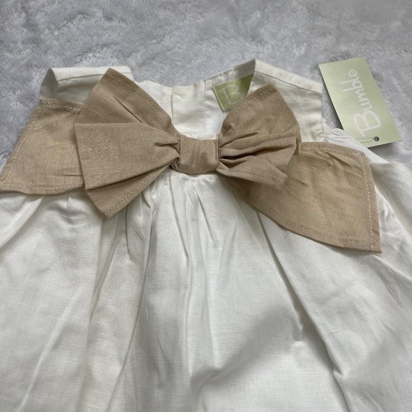 Bumble Girl's Linen Blend Front Bow Accent Sleeveless Floor Length Dress 18M NEW - Picture 11 of 13
